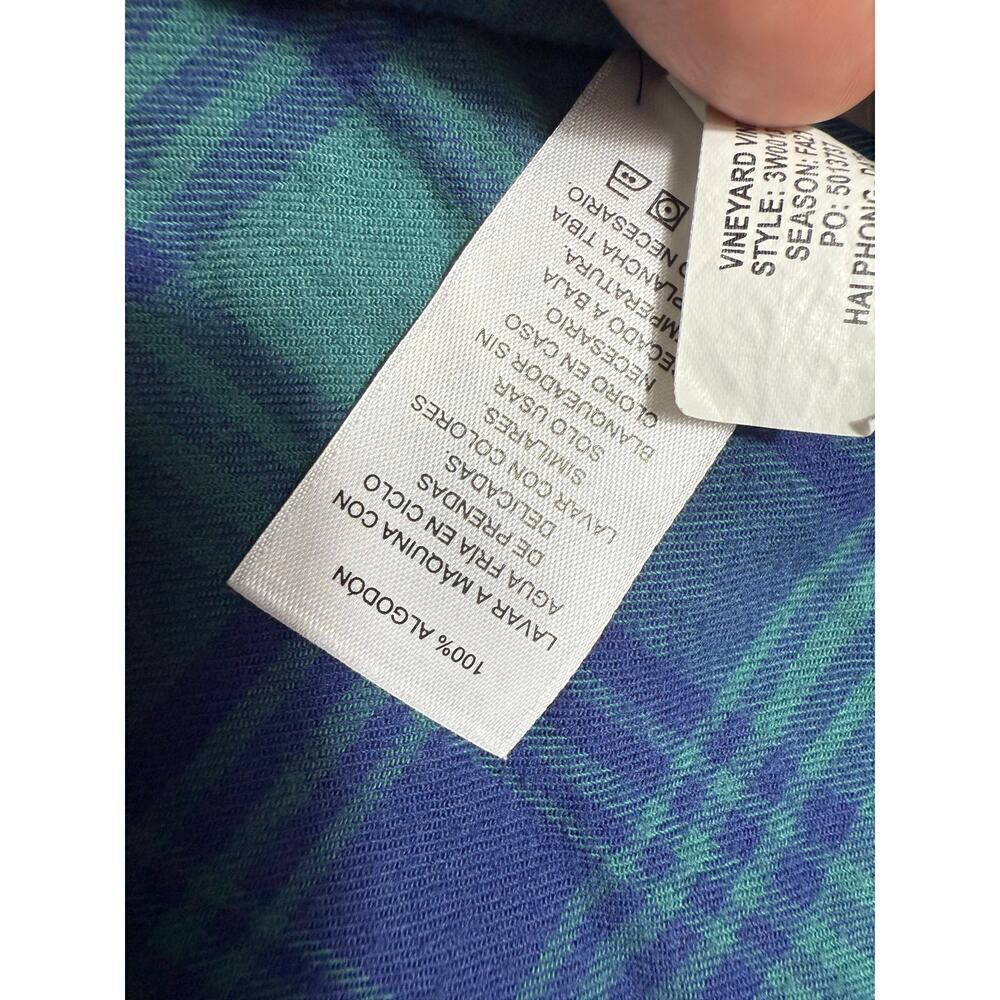 Vineyard Vines Boys Blue Green Plaid Flannel Button-Down Shirt Size 5 - Picture 4 of 4